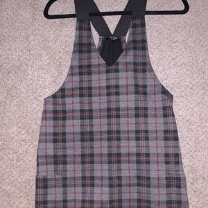 Grey, Red, Black Tartan Overall Dress